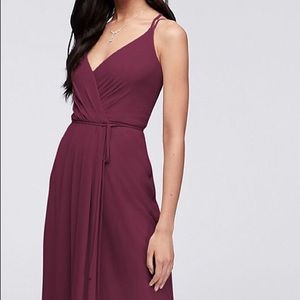 Long wine bridesmaid dress